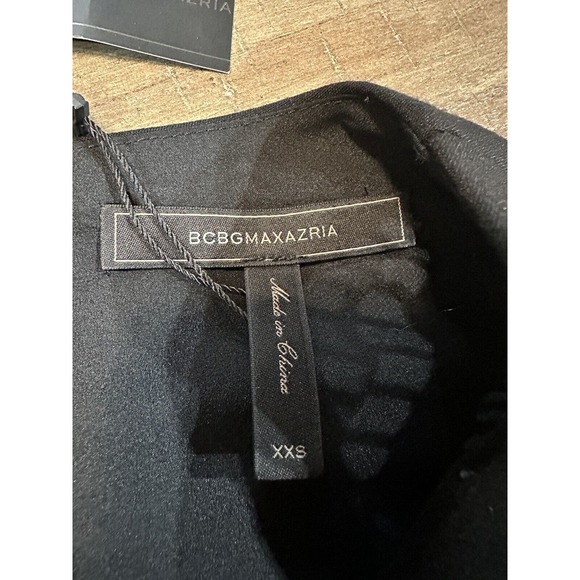 NWT BCBG MAXAZRIA Black Deep V-Neck Tank Crop Mesh Cutouts Womens Size XXS $198 - Picture 7 of 13